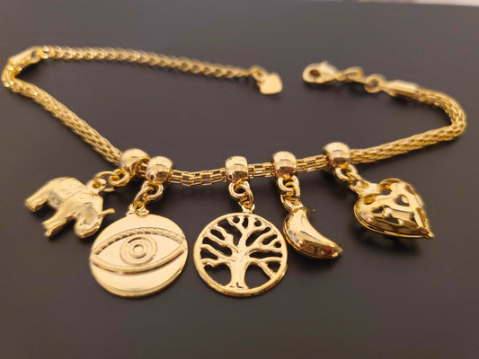 NEW - 18K Gold Filled Charm Bracelet