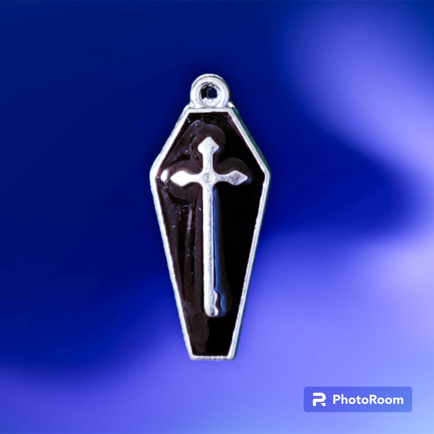 Black enamel coffin with cross (Medium)