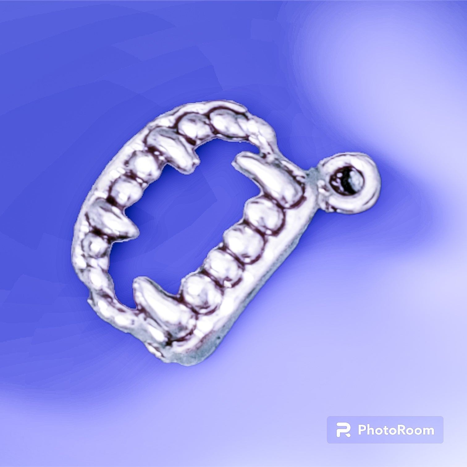 Vampire fangs, antique silver tone (Medium)